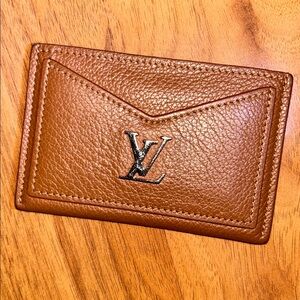 Authentic Louis Vuitton Porte Carte Lock Me Business Card Holder in Caramel